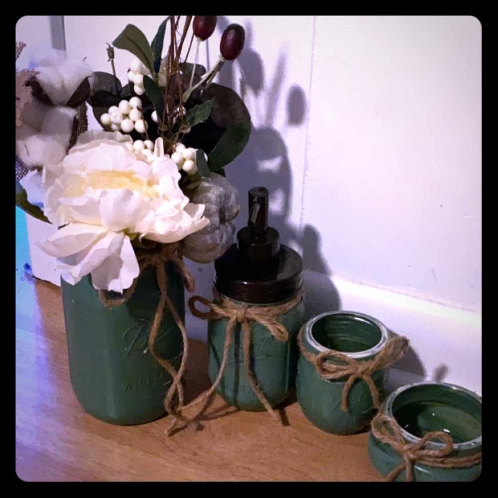 Mason jar bathroom set